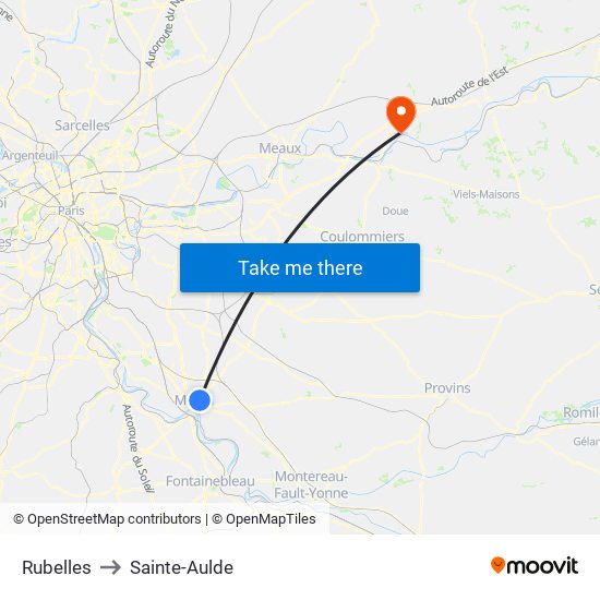 Rubelles to Sainte-Aulde map