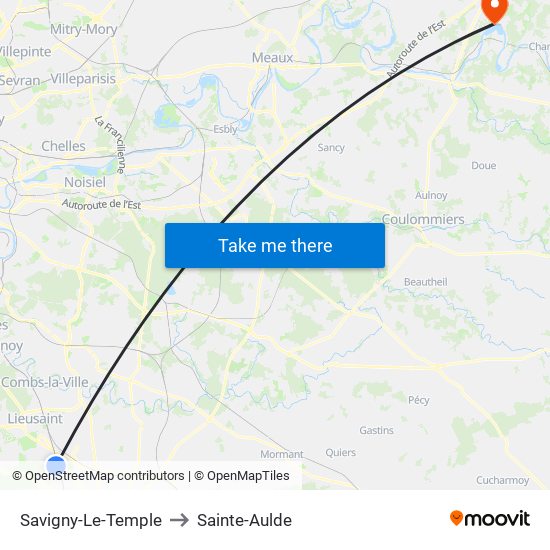 Savigny-Le-Temple to Sainte-Aulde map