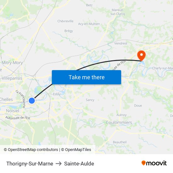 Thorigny-Sur-Marne to Sainte-Aulde map