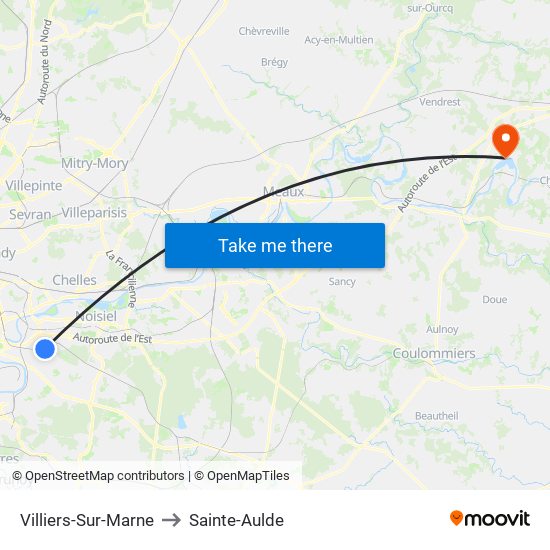 Villiers-Sur-Marne to Sainte-Aulde map