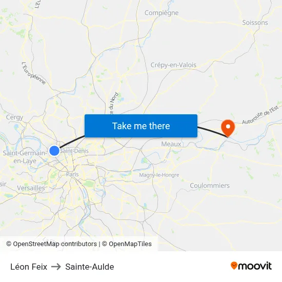 Léon Feix to Sainte-Aulde map