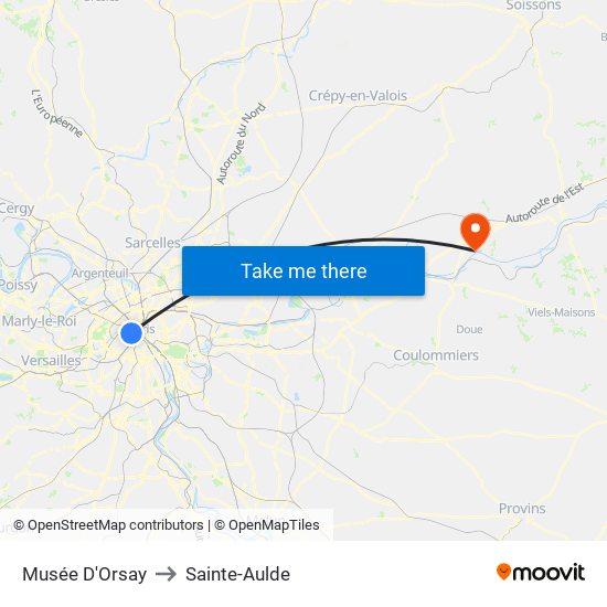 Musée D'Orsay to Sainte-Aulde map