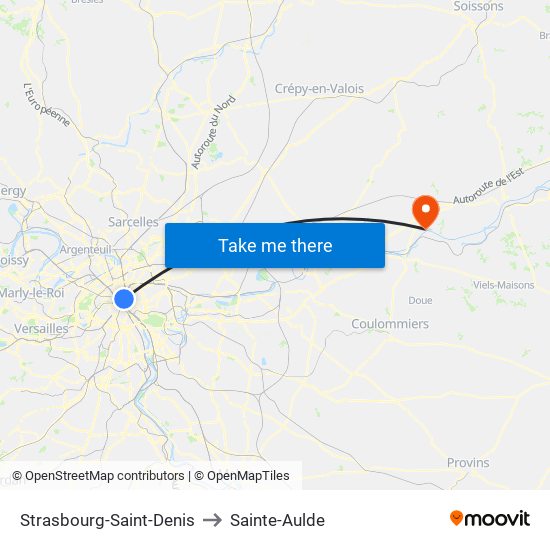 Strasbourg-Saint-Denis to Sainte-Aulde map