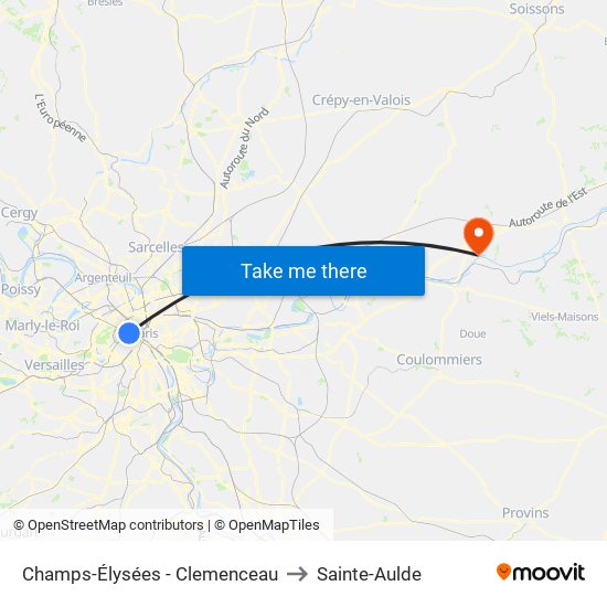 Champs-Élysées - Clemenceau to Sainte-Aulde map