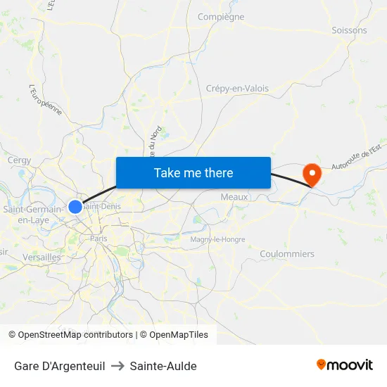 Gare D'Argenteuil to Sainte-Aulde map