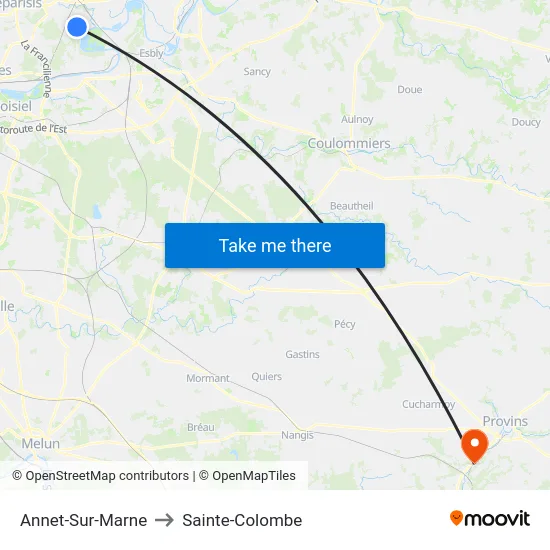 Annet-Sur-Marne to Sainte-Colombe map
