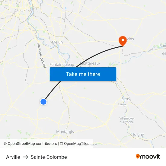 Arville to Sainte-Colombe map