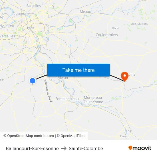 Ballancourt-Sur-Essonne to Sainte-Colombe map