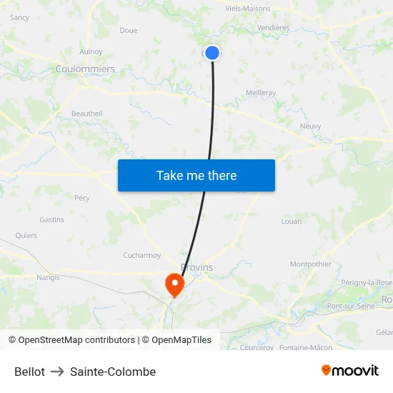 Bellot to Sainte-Colombe map