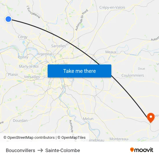 Bouconvillers to Sainte-Colombe map