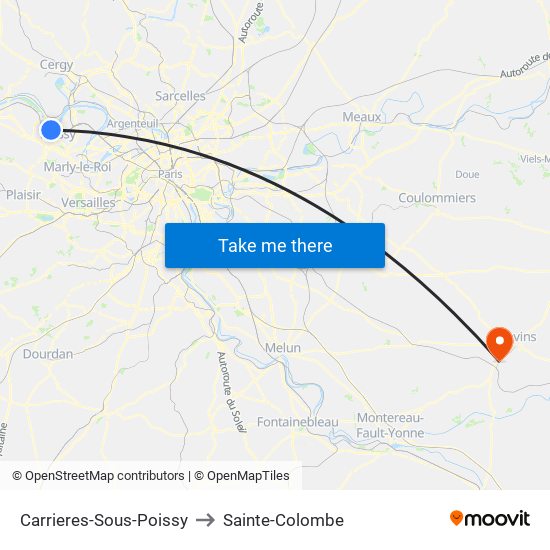 Carrieres-Sous-Poissy to Sainte-Colombe map