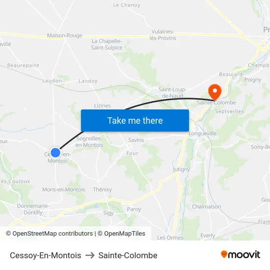 Cessoy-En-Montois to Sainte-Colombe map