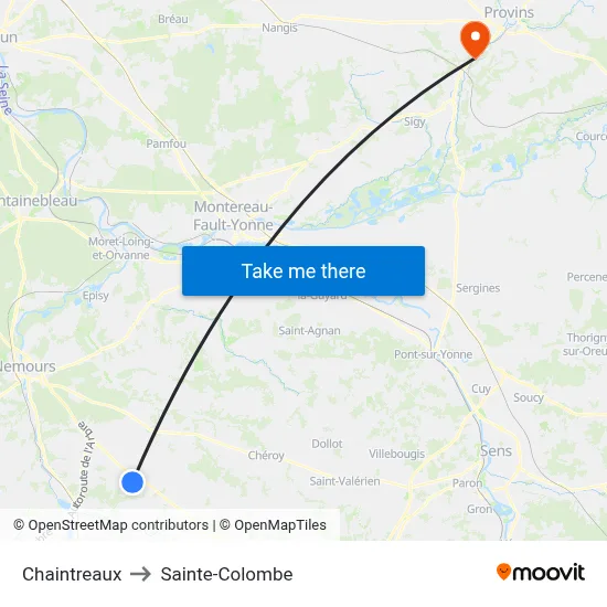 Chaintreaux to Sainte-Colombe map