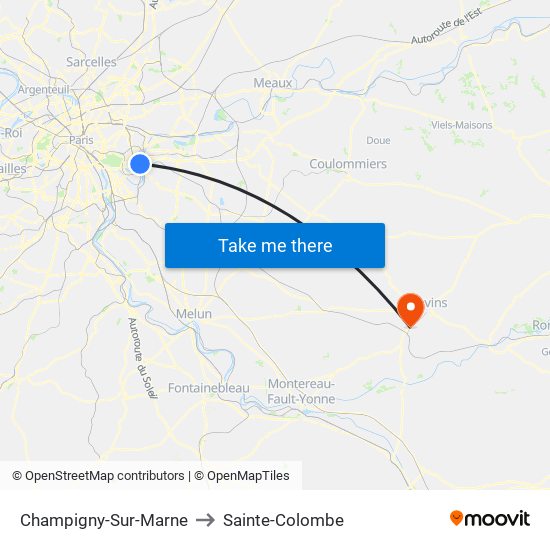 Champigny-Sur-Marne to Sainte-Colombe map