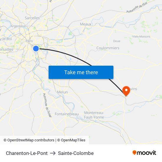 Charenton-Le-Pont to Sainte-Colombe map