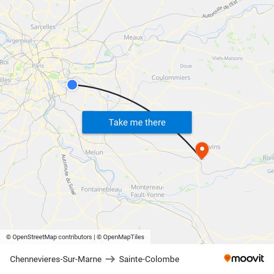 Chennevieres-Sur-Marne to Sainte-Colombe map