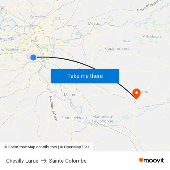 Chevilly-Larue to Sainte-Colombe map