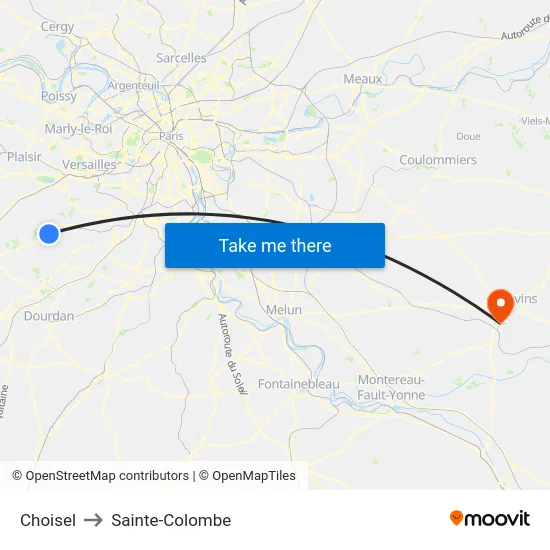 Choisel to Sainte-Colombe map
