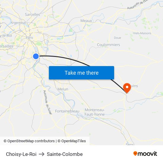 Choisy-Le-Roi to Sainte-Colombe map