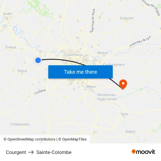 Courgent to Sainte-Colombe map