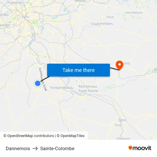 Dannemois to Sainte-Colombe map