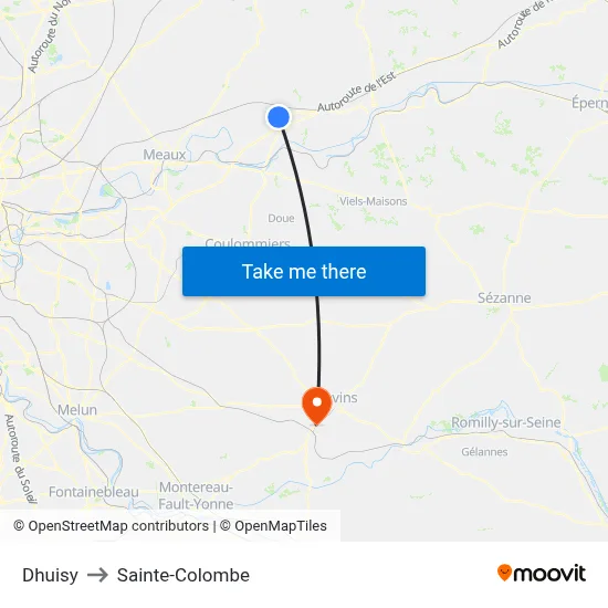 Dhuisy to Sainte-Colombe map