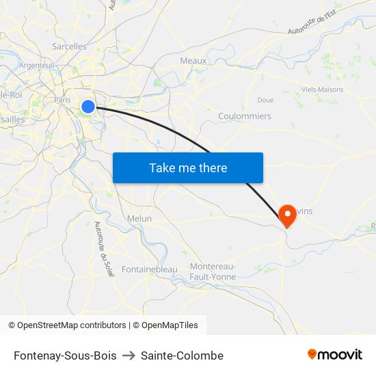 Fontenay-Sous-Bois to Sainte-Colombe map