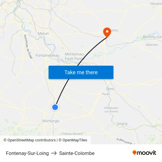 Fontenay-Sur-Loing to Sainte-Colombe map