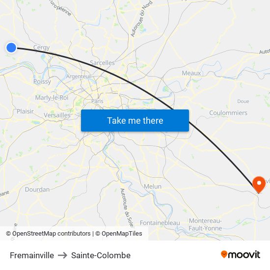 Fremainville to Sainte-Colombe map