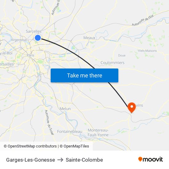 Garges-Les-Gonesse to Sainte-Colombe map