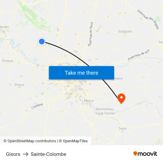 Gisors to Sainte-Colombe map