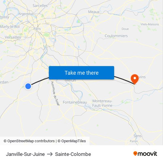 Janville-Sur-Juine to Sainte-Colombe map