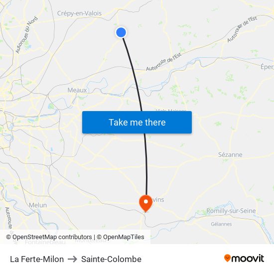 La Ferte-Milon to Sainte-Colombe map