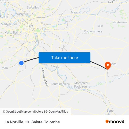 La Norville to Sainte-Colombe map