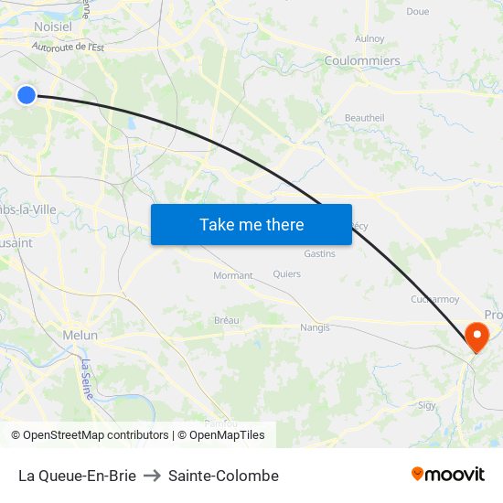 La Queue-En-Brie to Sainte-Colombe map