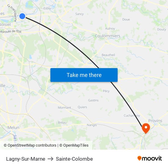 Lagny-Sur-Marne to Sainte-Colombe map