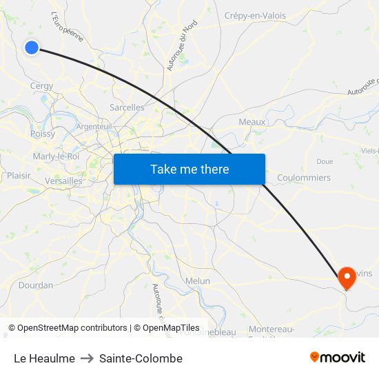Le Heaulme to Sainte-Colombe map