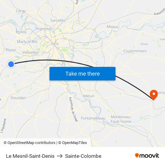 Le Mesnil-Saint-Denis to Sainte-Colombe map