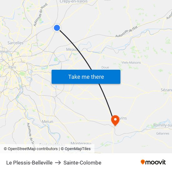 Le Plessis-Belleville to Sainte-Colombe map