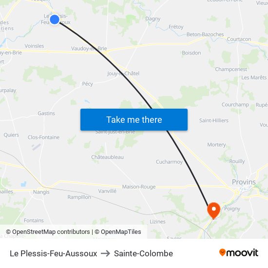 Le Plessis-Feu-Aussoux to Sainte-Colombe map