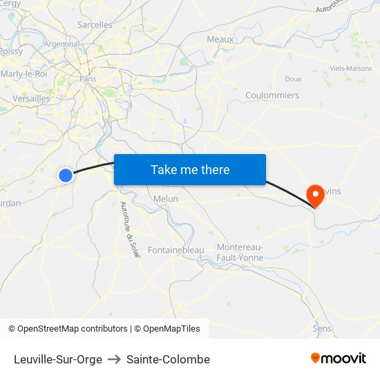 Leuville-Sur-Orge to Sainte-Colombe map