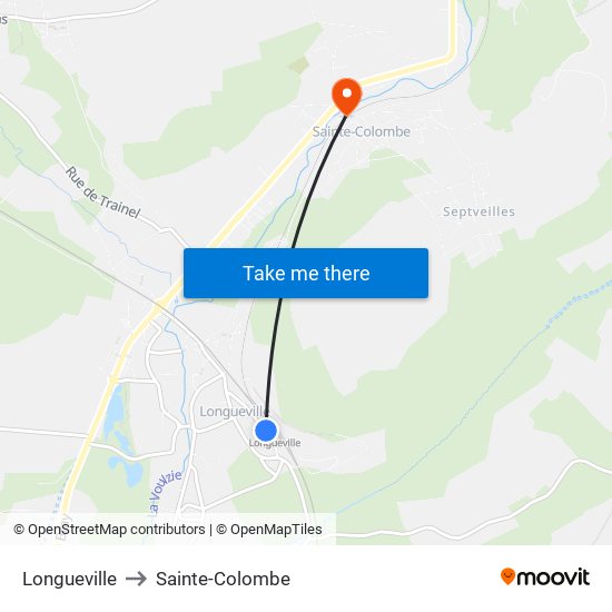 Longueville to Sainte-Colombe map