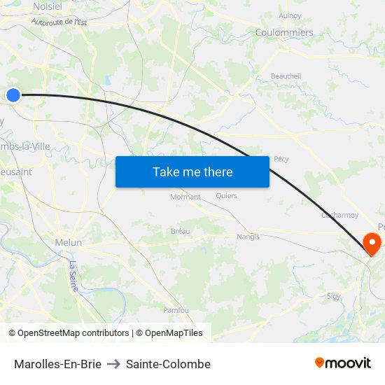 Marolles-En-Brie to Sainte-Colombe map