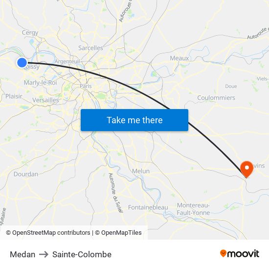 Medan to Sainte-Colombe map