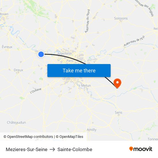 Mezieres-Sur-Seine to Sainte-Colombe map