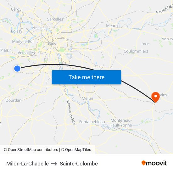 Milon-La-Chapelle to Sainte-Colombe map