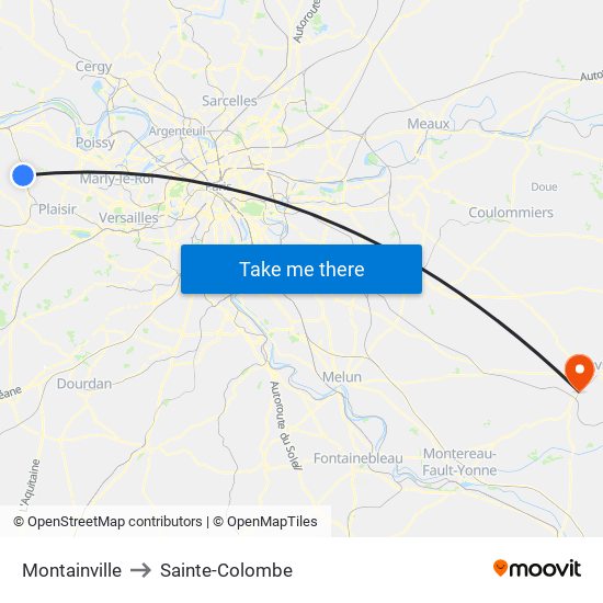 Montainville to Sainte-Colombe map