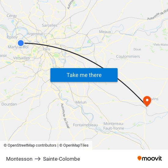 Montesson to Sainte-Colombe map