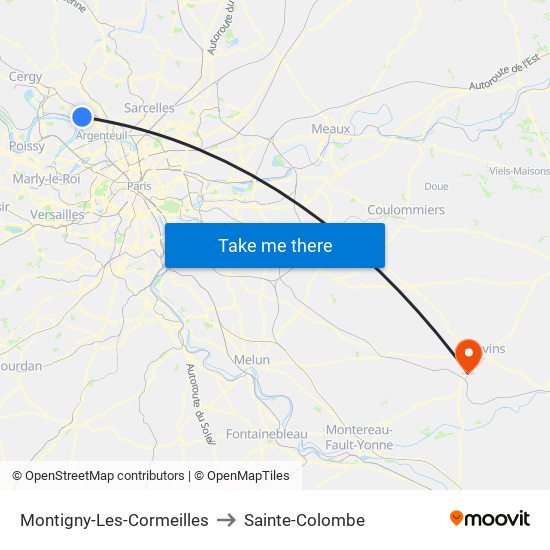 Montigny-Les-Cormeilles to Sainte-Colombe map