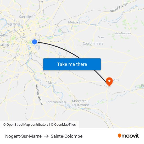 Nogent-Sur-Marne to Sainte-Colombe map